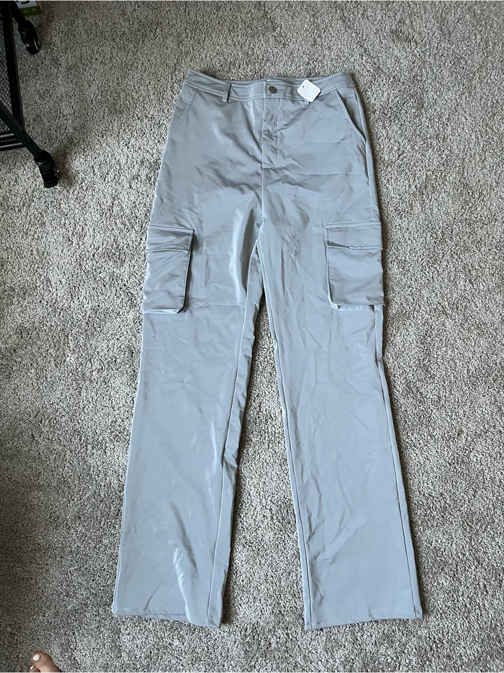 Fashion Nova Light Gray Cargo Pants - Reflective like material